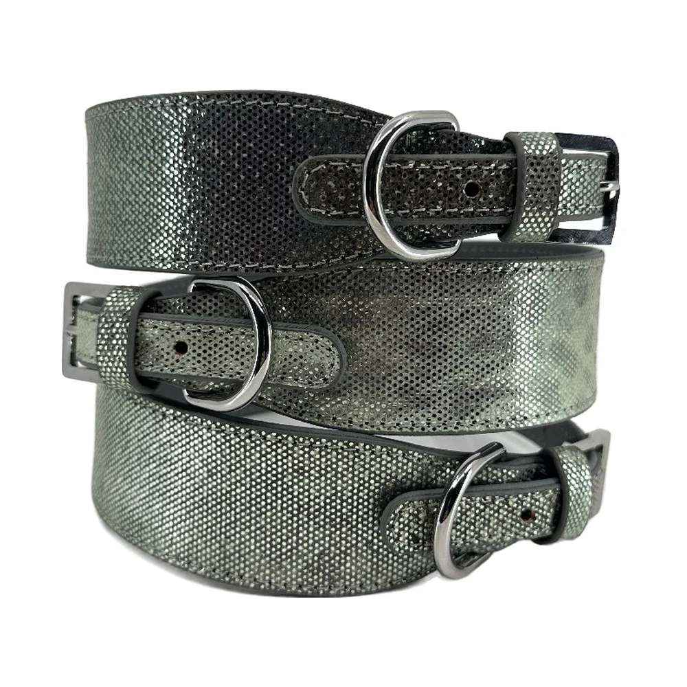 Stack of three iridescent water snake collars